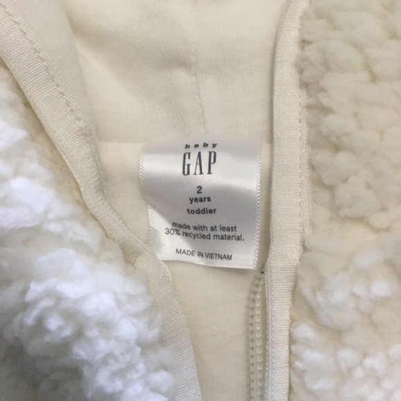 Baby Gap Hooded Fleece Full Zip Cotton Lined Unisex Jacket Ivory Size 4 T - Picture 4 of 5